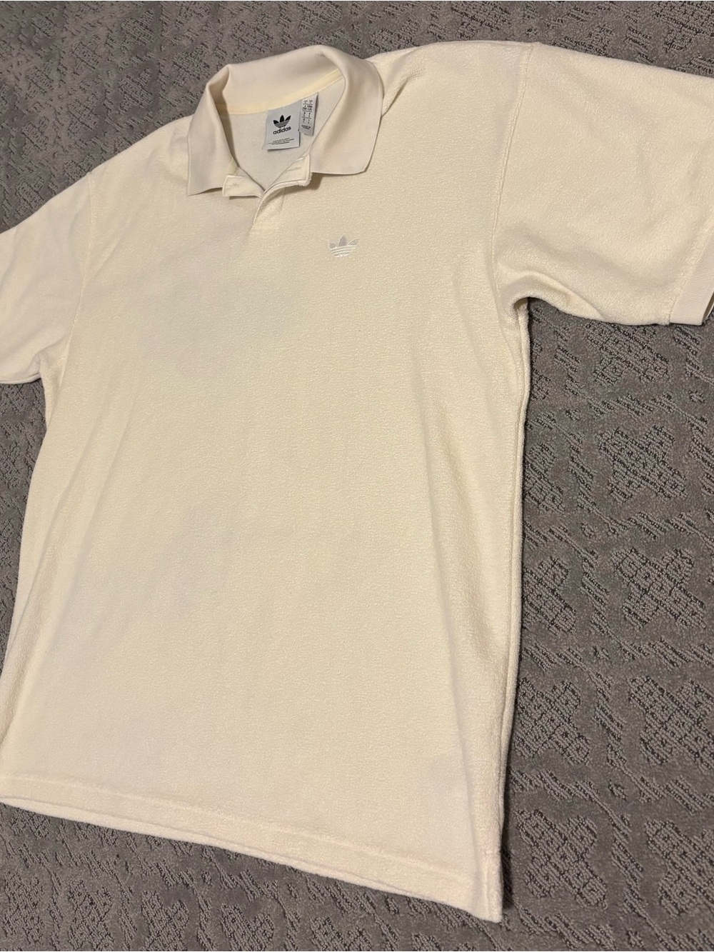 adidas Men’s Cream Pique Polo with Trefoil